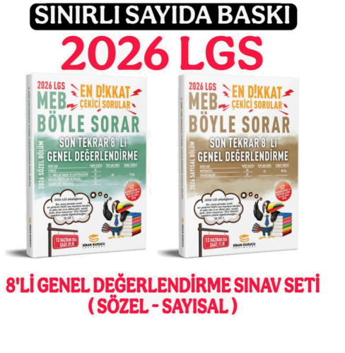 SİNAN KUZUCU SON TEKRAR 8'Lİ GENEL DEĞERLENDİRME SINAVI SETİ ( SAYISAL
