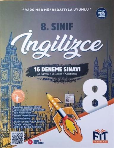 FİT YAYINLARI 8. SINIF LGS İNGİLİZCE 16 DENEME SINAVI (8 SARMAL + 8 GE