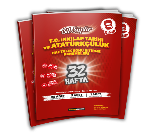 8. Sınıf Sil Süpür İnkılap Tarihi ve Atatürkçülük Haftalık Konu Bitirme Denemeleri – 32 Hafta