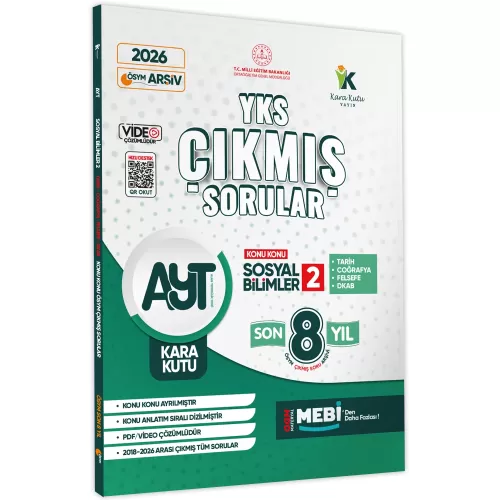 Kara Kutu Yayınları 2026 YKS-AYT Sosyal Bilimler 2 Kara Kutu ÖSYM Çıkmış Soru Konu Konu Son 8 Yıl Video/PDF Çözümlü